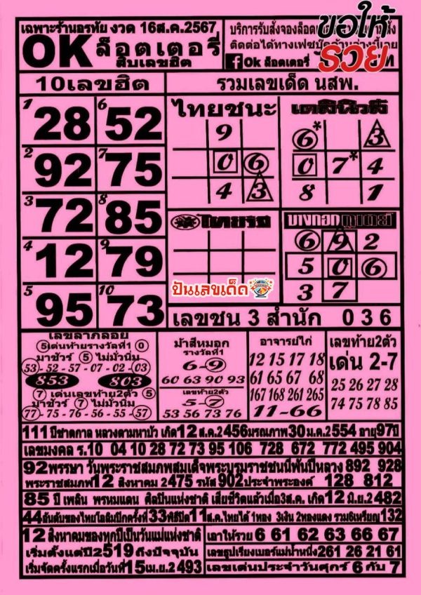 ok ลอตเตอรี่ 16 8 67 -"ok lottery 16 8 67"