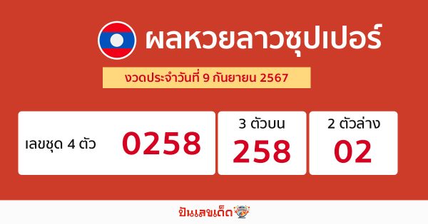 ผลหวยลาวซุปเปอร์ 9/09/67-"Lao Super Lottery results 9 09 67"