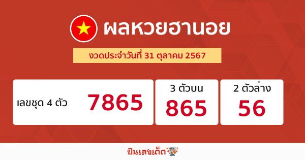 ผลหวยฮานอย 31/10/67 - "Hanoi lottery results 31.10.67"