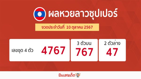 ผลหวยลาวซุปเปอร์ 10/10/67-"Lao Super Lottery statistics"