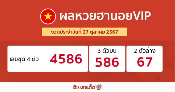 ผลหวยฮานอยVIP 27/10/67-"hanoi-vip-lottery-results"