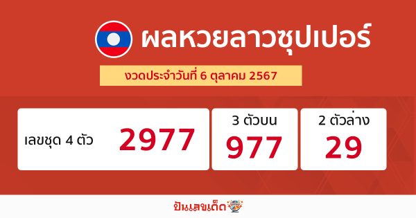 ผลหวยลาวซุปเปอร์ 6/10/67-"lao-super-lottery-results"