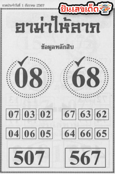 เลขอาม่าให้ลาภ 1 12 67-"Grandma's number gives fortune 1 12 67"