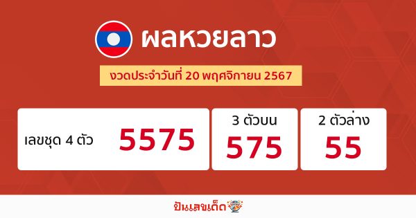 ผลหวยลาว 20/11/67 -"Lao lottery results 20-11-67"