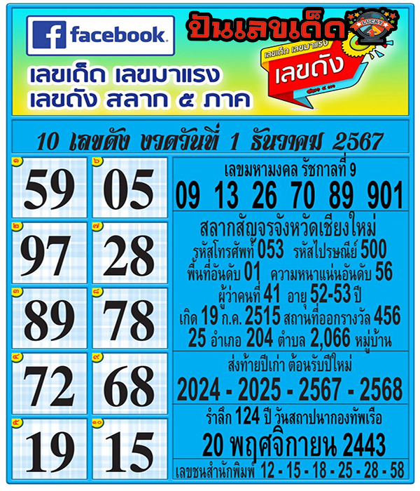 สลาก 5 ภาค 1 12 67 -" Lottery 5 Part 1 12 67"