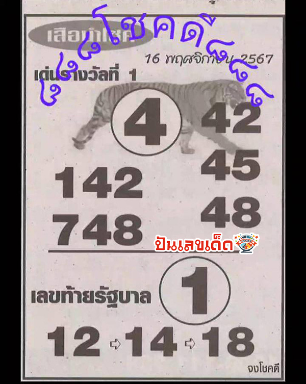 เสือนำโชค 16 11 67-"Lucky Tiger 16 11 67"