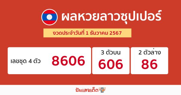 ผลหวยลาวซุปเปอร์ 1/12/67 -"Lao Super Lottery results 1/12/67"