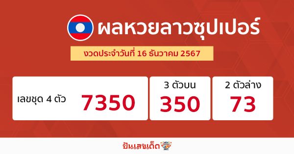 ผลหวยลาวซุปเปอร์ 16/12/67-"Lao Super Lottery results 16-12-67"