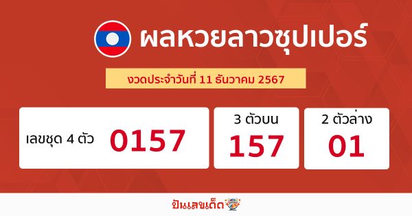 ผลหวยลาวซุปเปอร์ 11/12/67 -"Lao Super Lottery results today"