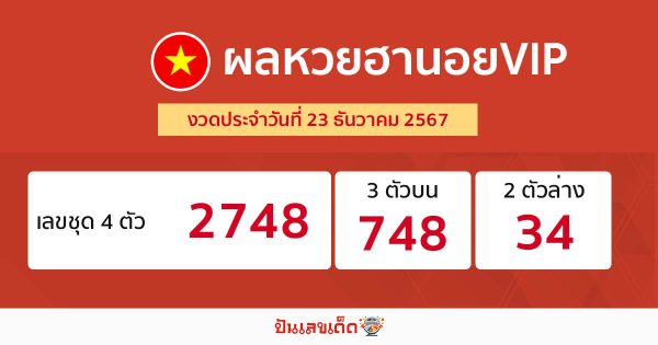 ผลหวยฮานอยVIP 23/12/67-"hanoi-vip-lottery-results"