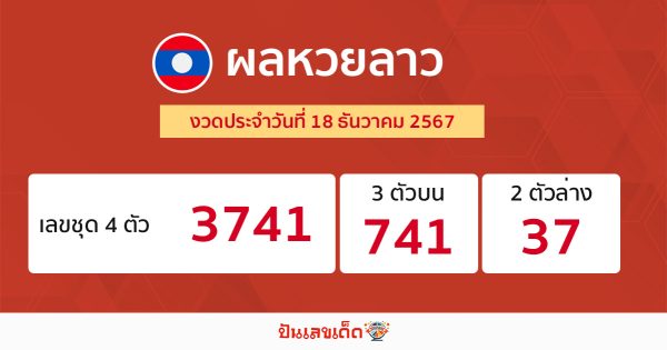 ผลหวยลาว 18/12/67-''Lao lottery results 18/12/67''