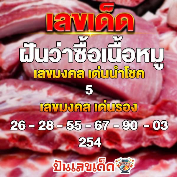 ฝันว่าไปซื้อเนื้อหมูเลขเด็ด-"I dreamed that I went to buy pork. What are the lucky numbers"