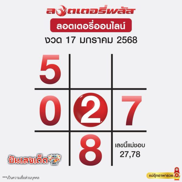 ลอตเตอรี่พลัส 17 01 68-''Lottery Plus 17 01 68''