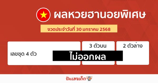 ผลหวยฮานอย 30/01/68 -"Hanoi lottery results today"