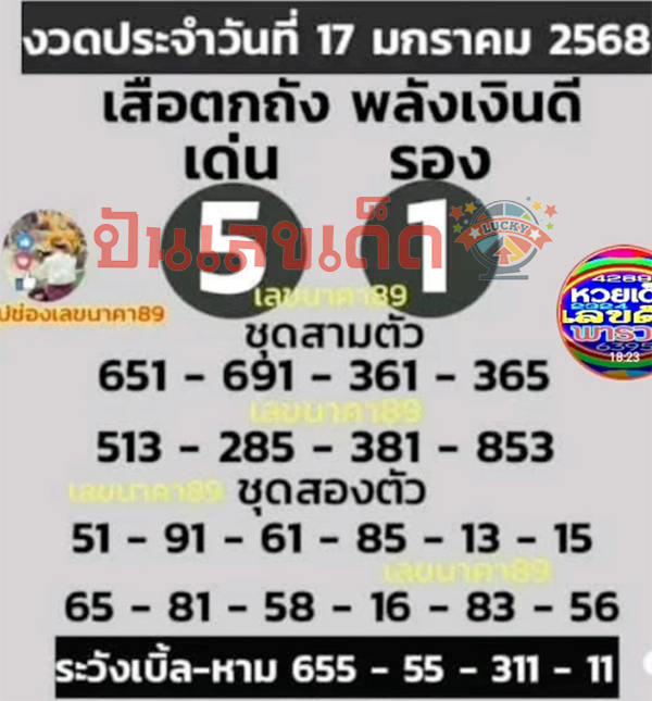 เลขเสือตกถัง 17 01 68 -"Tiger Tok Tang number"