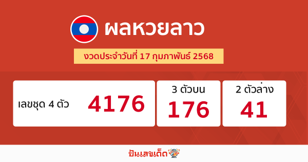 รูปภาพผลหวยลาววันที่ 17 กุมภาพันธ์ 2568ของ lekdedonline