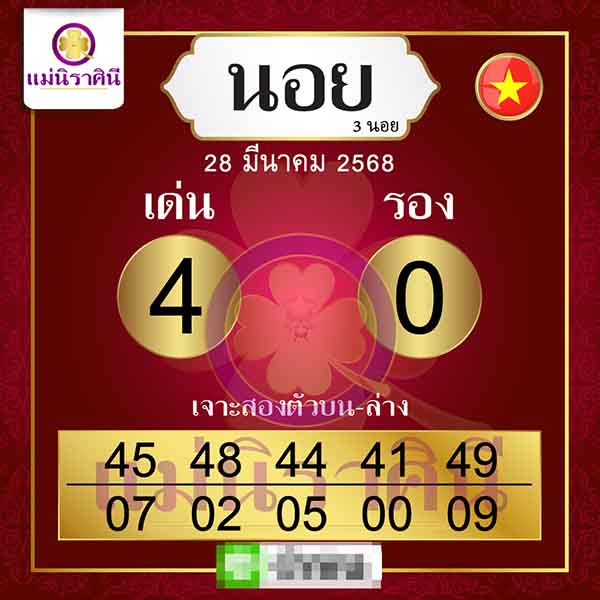 รูปภาพเลขเด็ดแนวทางหวยแม่นิราศินีของ lekdedonline