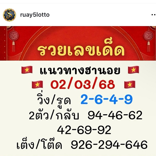 รูปภาพแนวทางเลขเด็ดหวยฮานอยของ lekdedonline