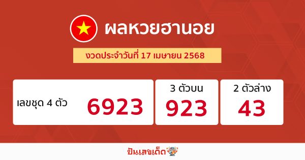 รูปภาพผลหวยฮานอย ของ lekdedonline