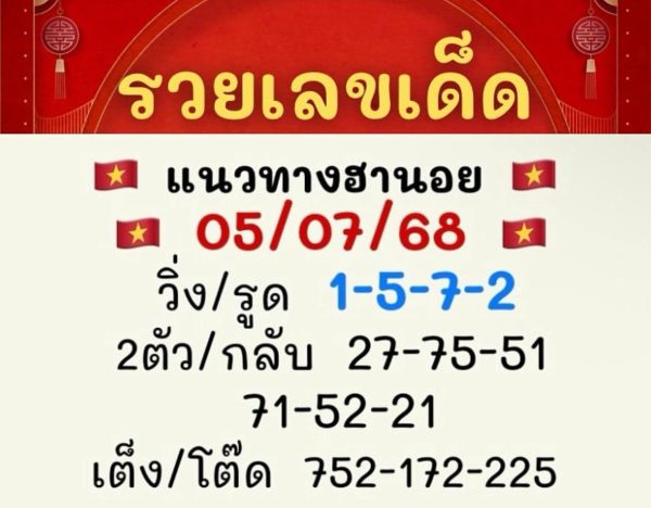 รูปภาพแนวทางหวยฮานอยจากเซียนของ lekdedonline