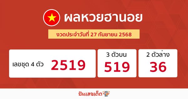 รูปภาพผลหวยฮานอยวันนี้ของ lekdedonline
